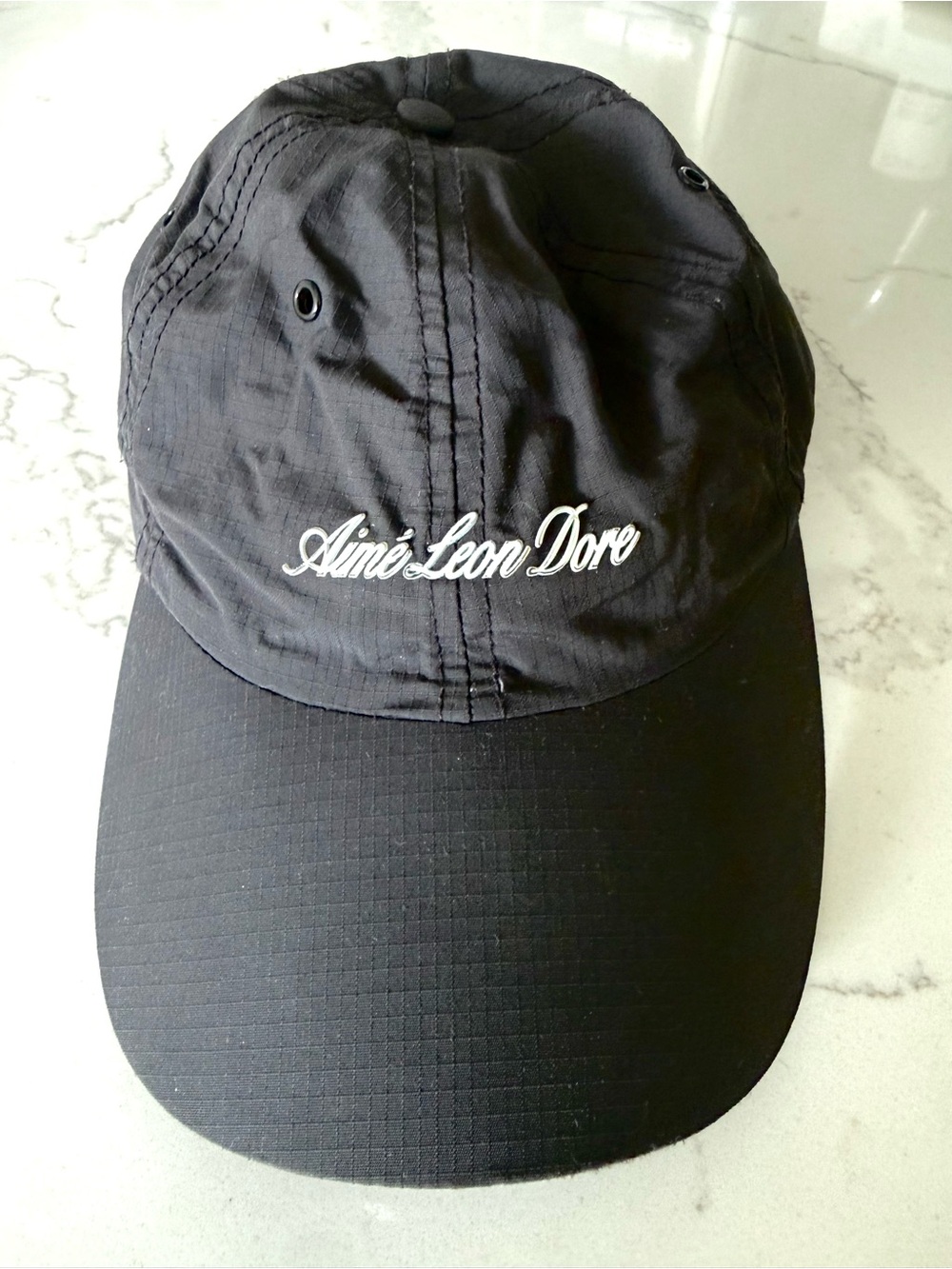 Aimé Leon Dore Nylon Script Logo Baseball Cap - Black